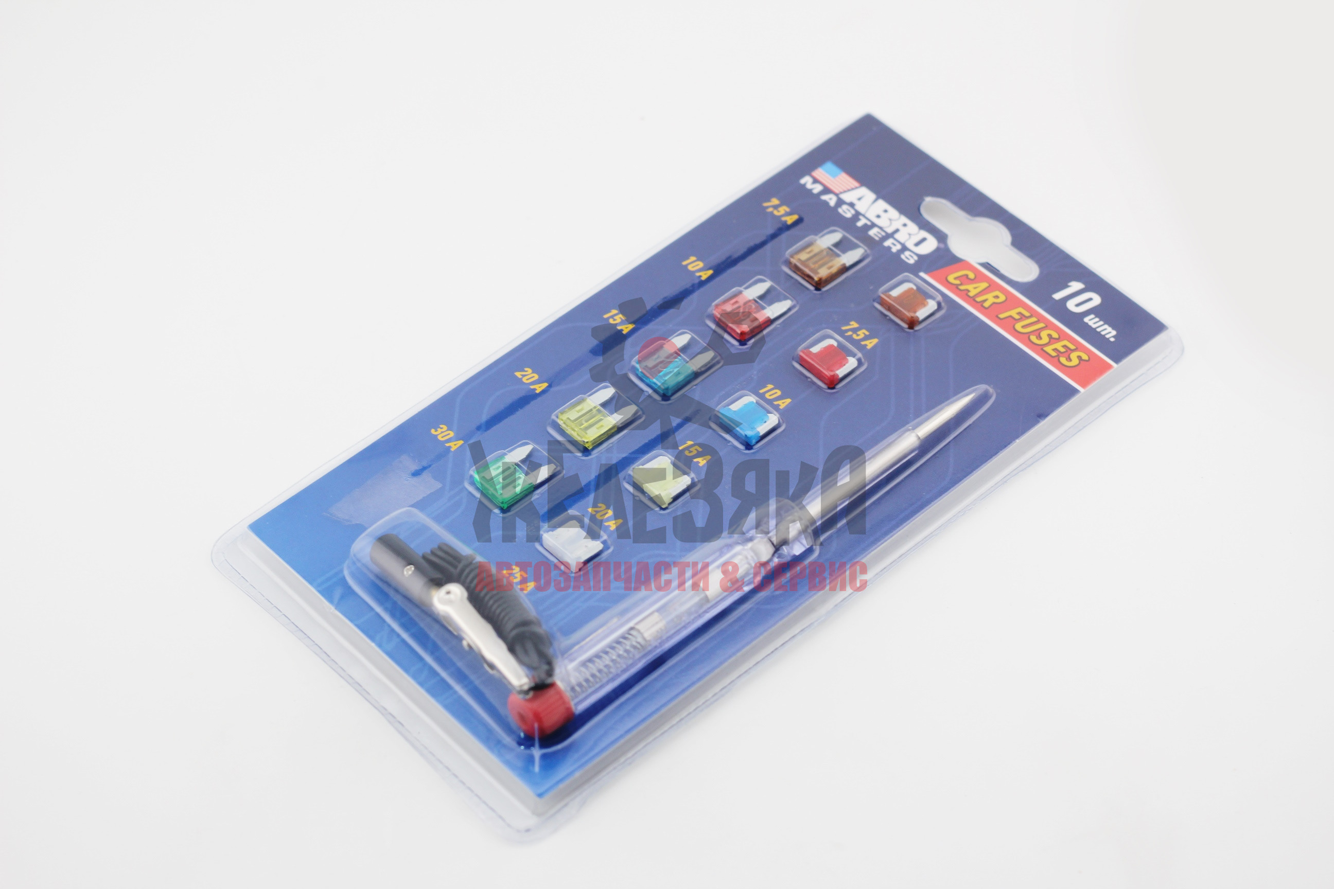Набор предохранителей с индикаторной отверткой ABRO/ 10 шт.