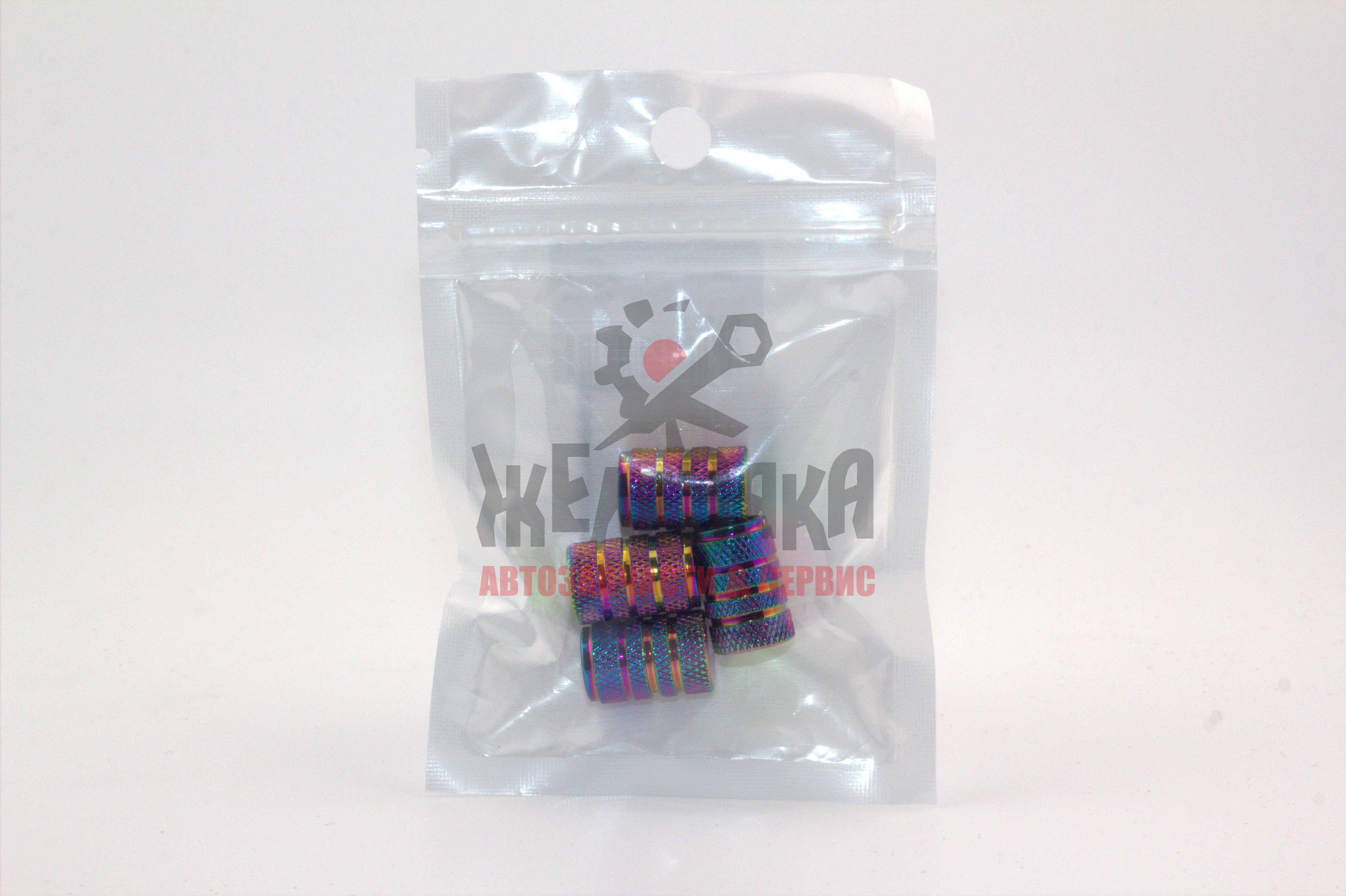 Колпачёк на вентиль шин хамелеон с полосками/ к-т 4шт.