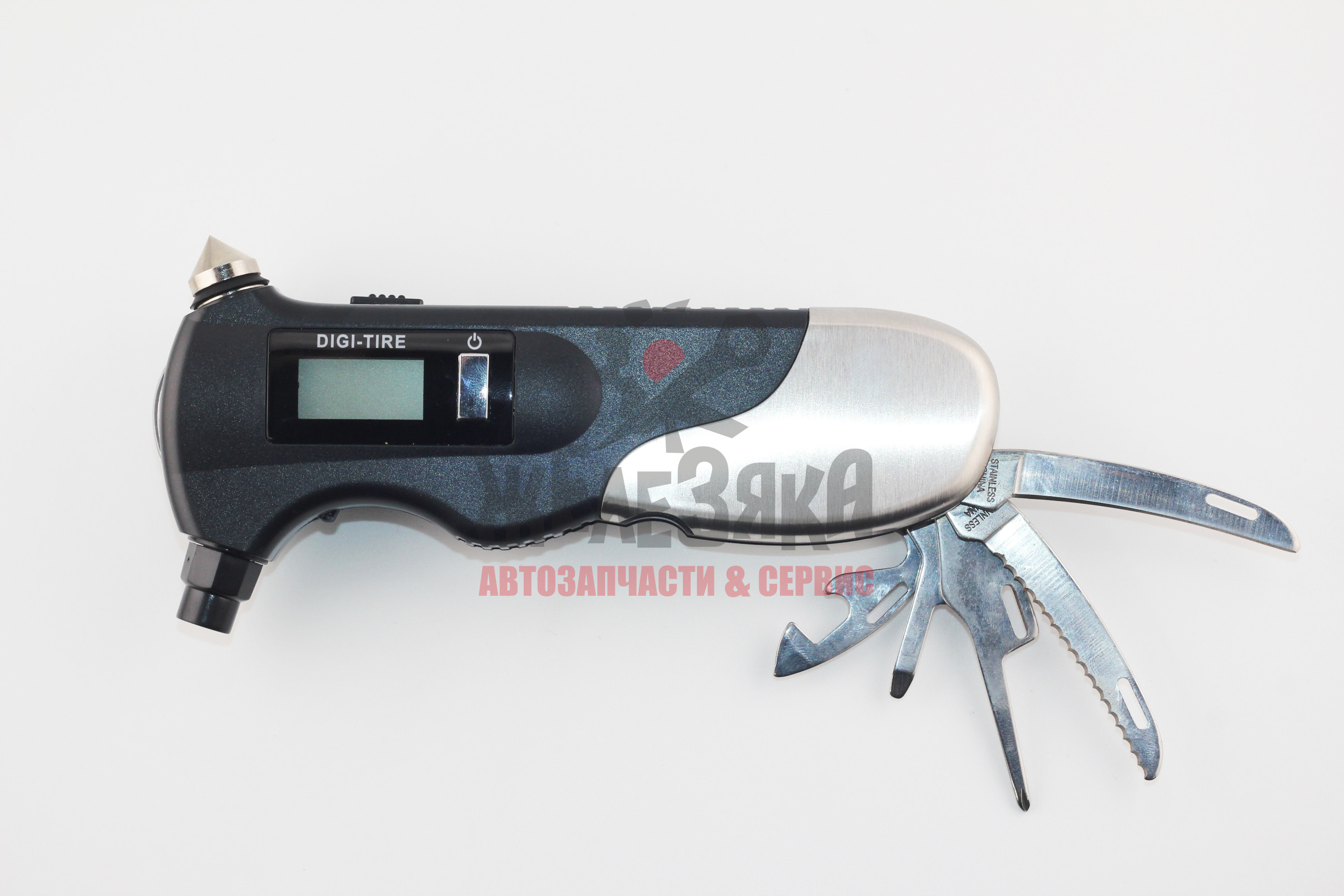 Манометр шин электронный KAWA, многофункциональный/ фонарь, авар. молоток