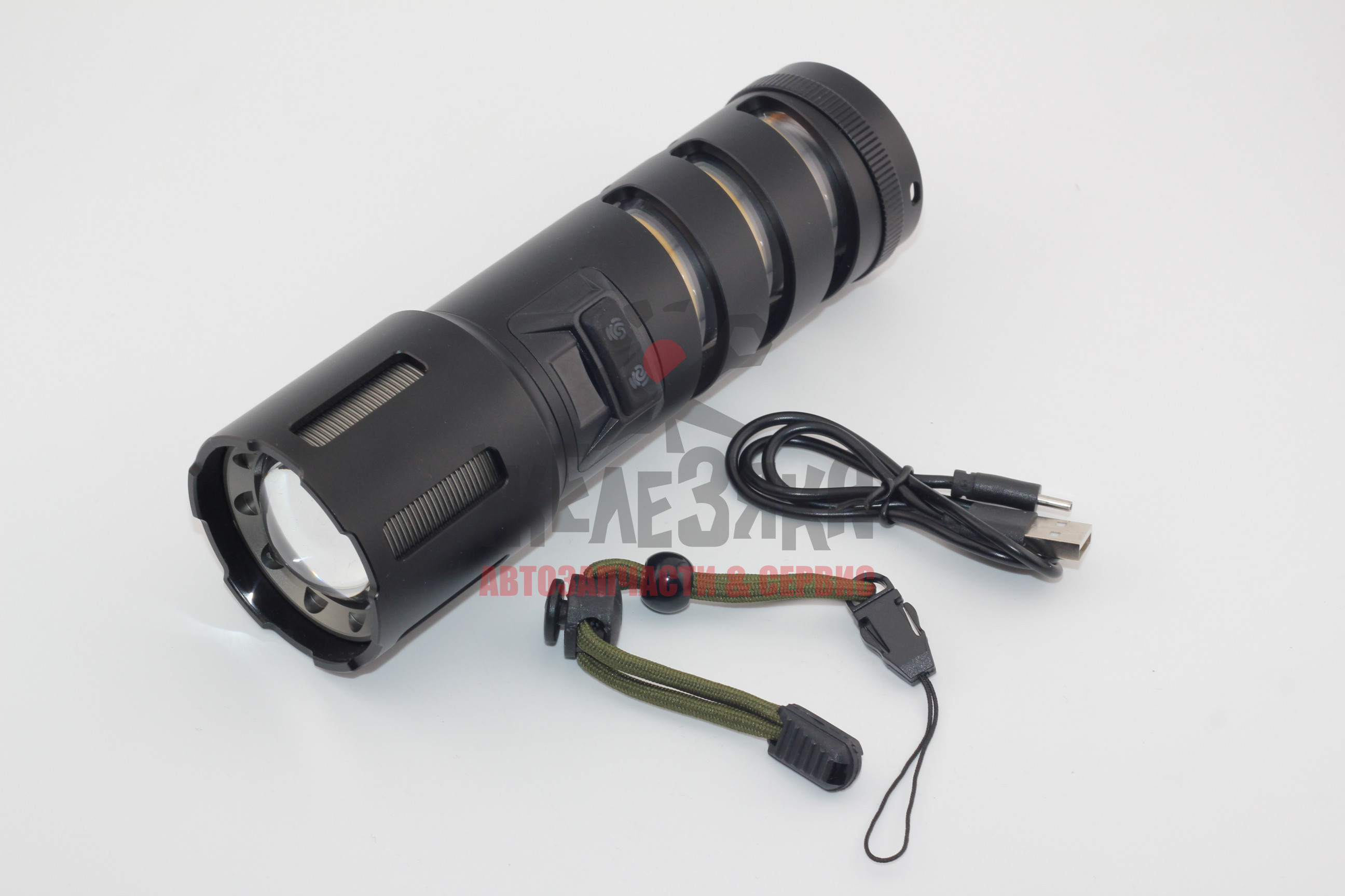 Фонарь светодиодный линзованный, зарядка через USB илиType C/ 300W