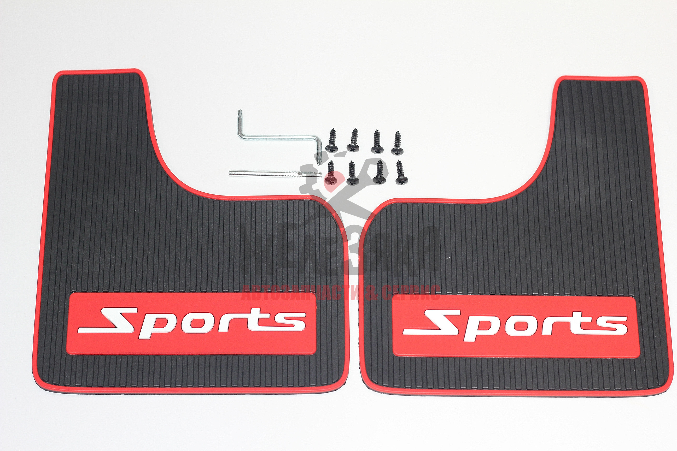 Брызговики SPORTS 23x27 см, комплект 2 шт./ красно-чёрные