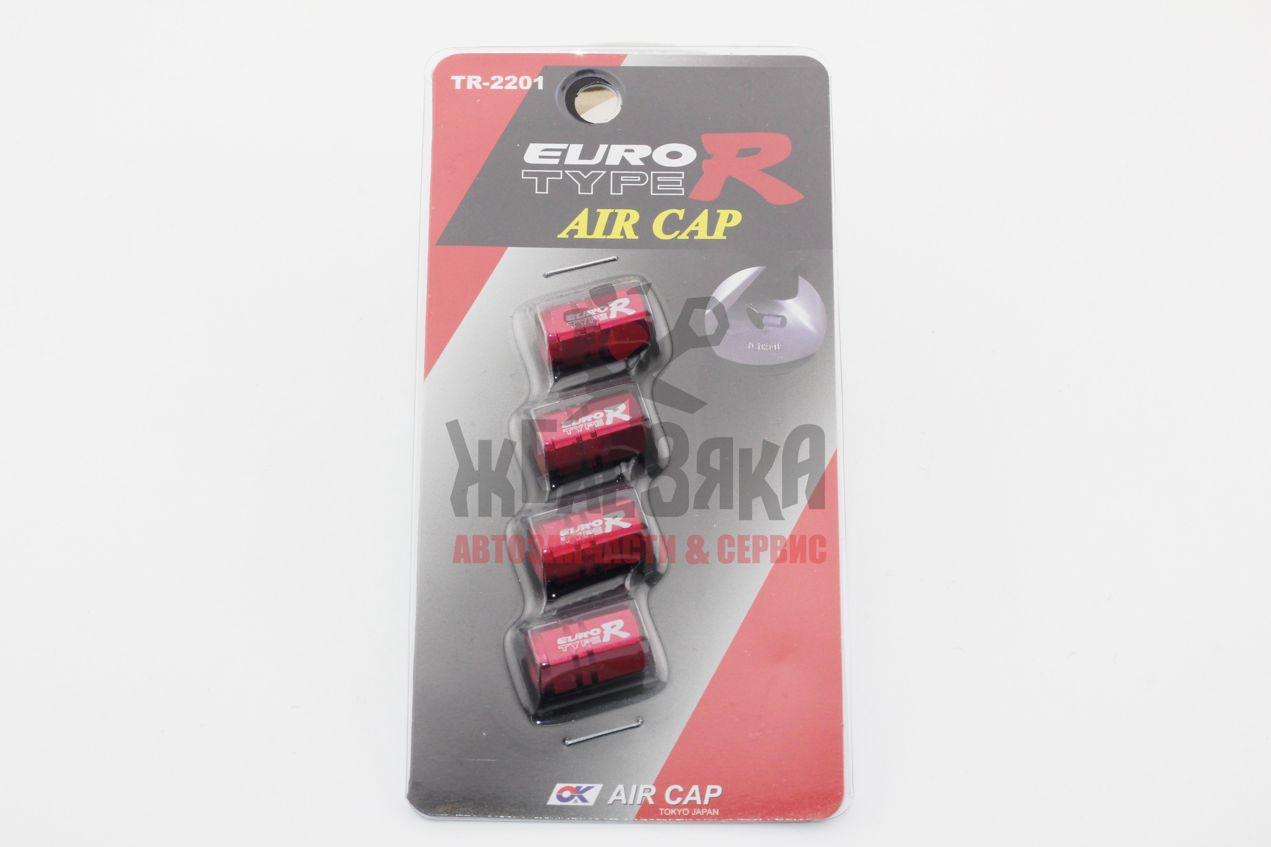 Колпачёк на вентиль шин EVRO TYPE R шестигранный красный/ к-т 4шт.