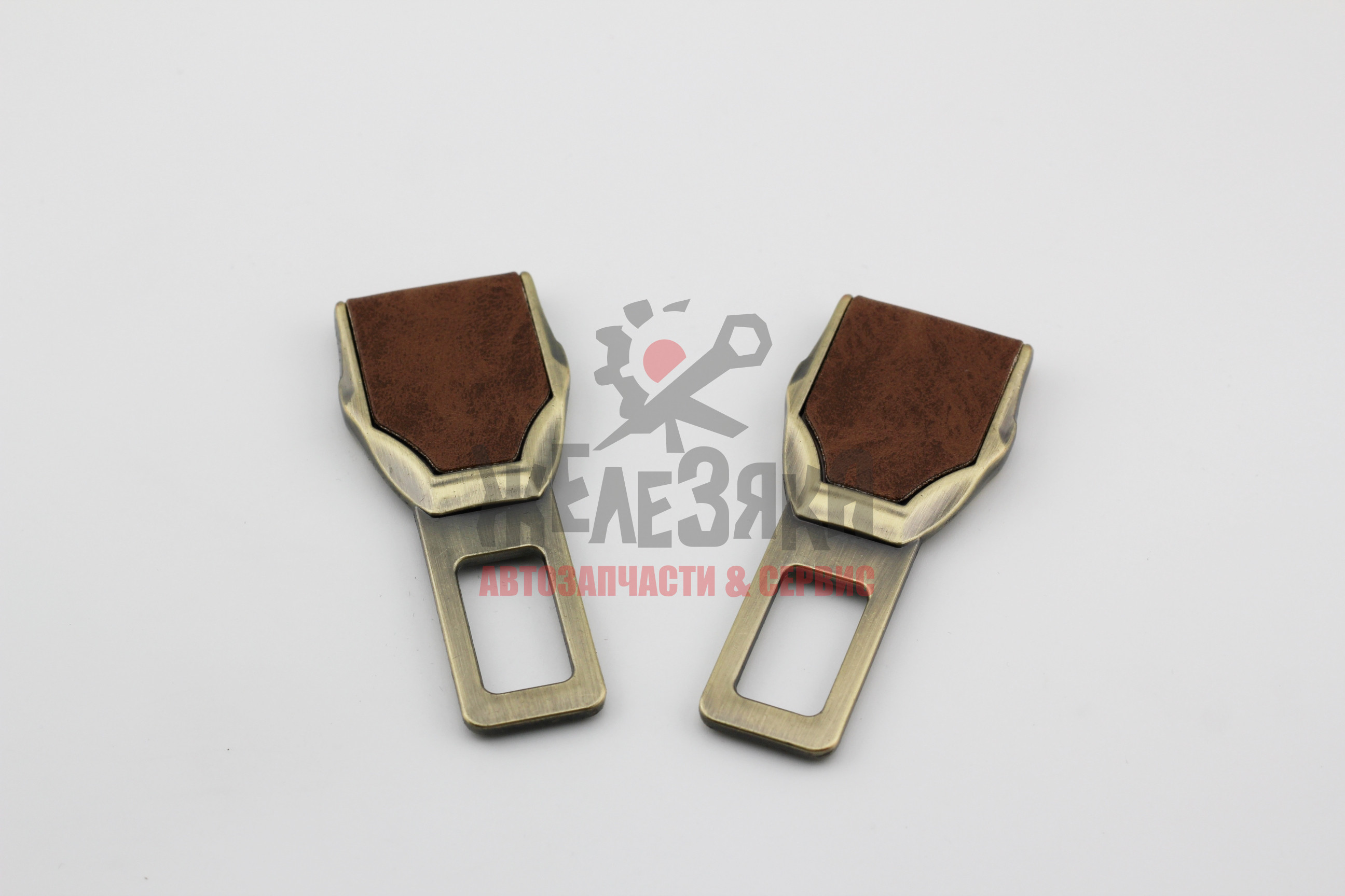 Вставка в замок ремня безопасности - блок сигнала 'ремень не пристегнут' кож./  к-т 2шт., коричневая