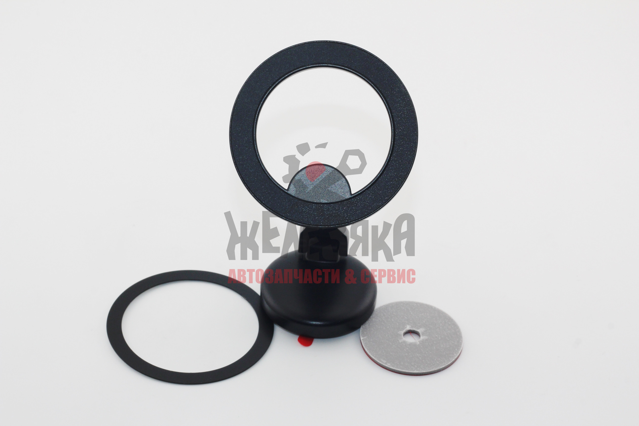 Держатель телефона, на торпедо, магнитный, черный, кольцо