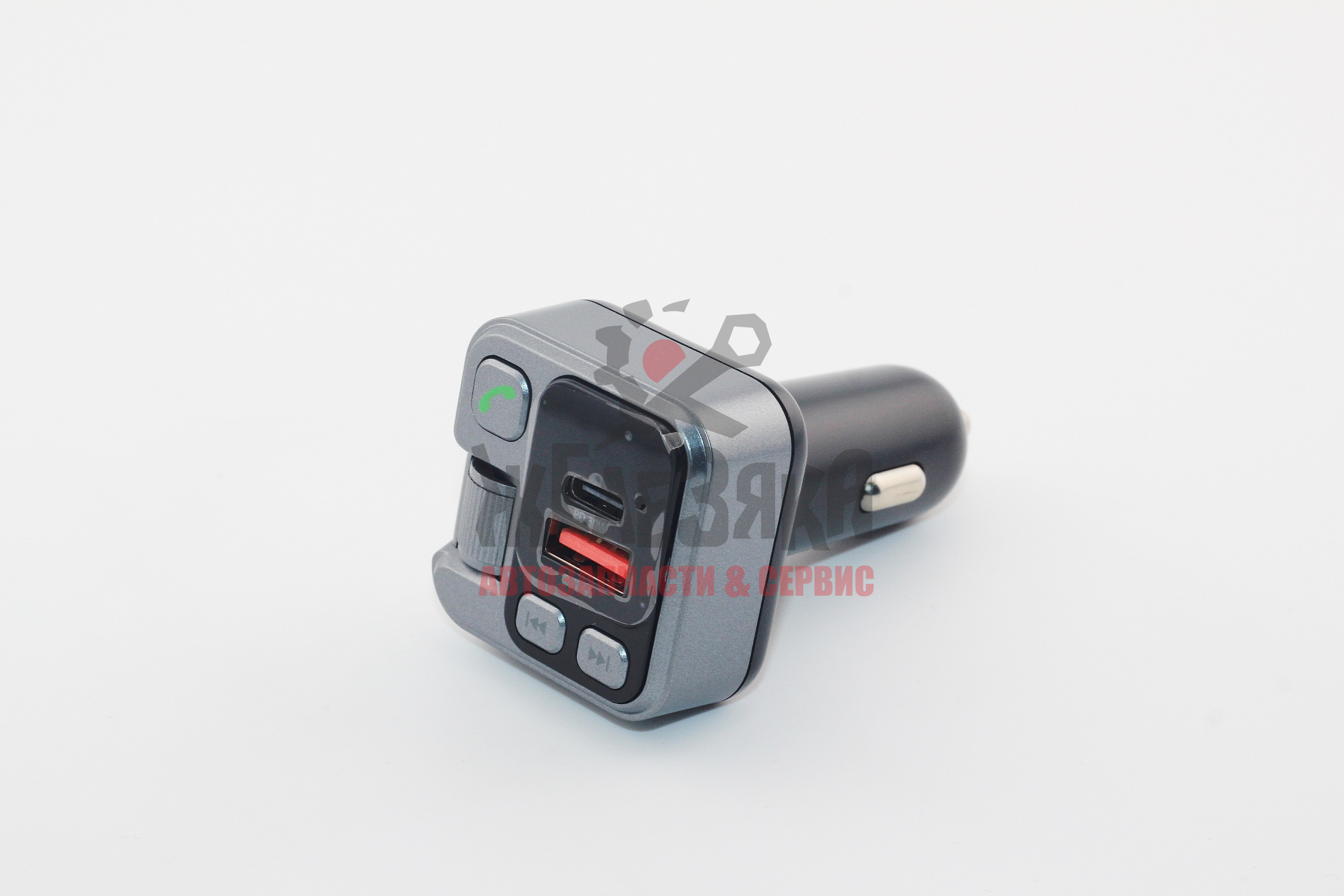 FM-трансмиттер-зарядный bluethooth адаптер, 12-24V, USB 5В/2.4А, Type C 30W,  Hands-free