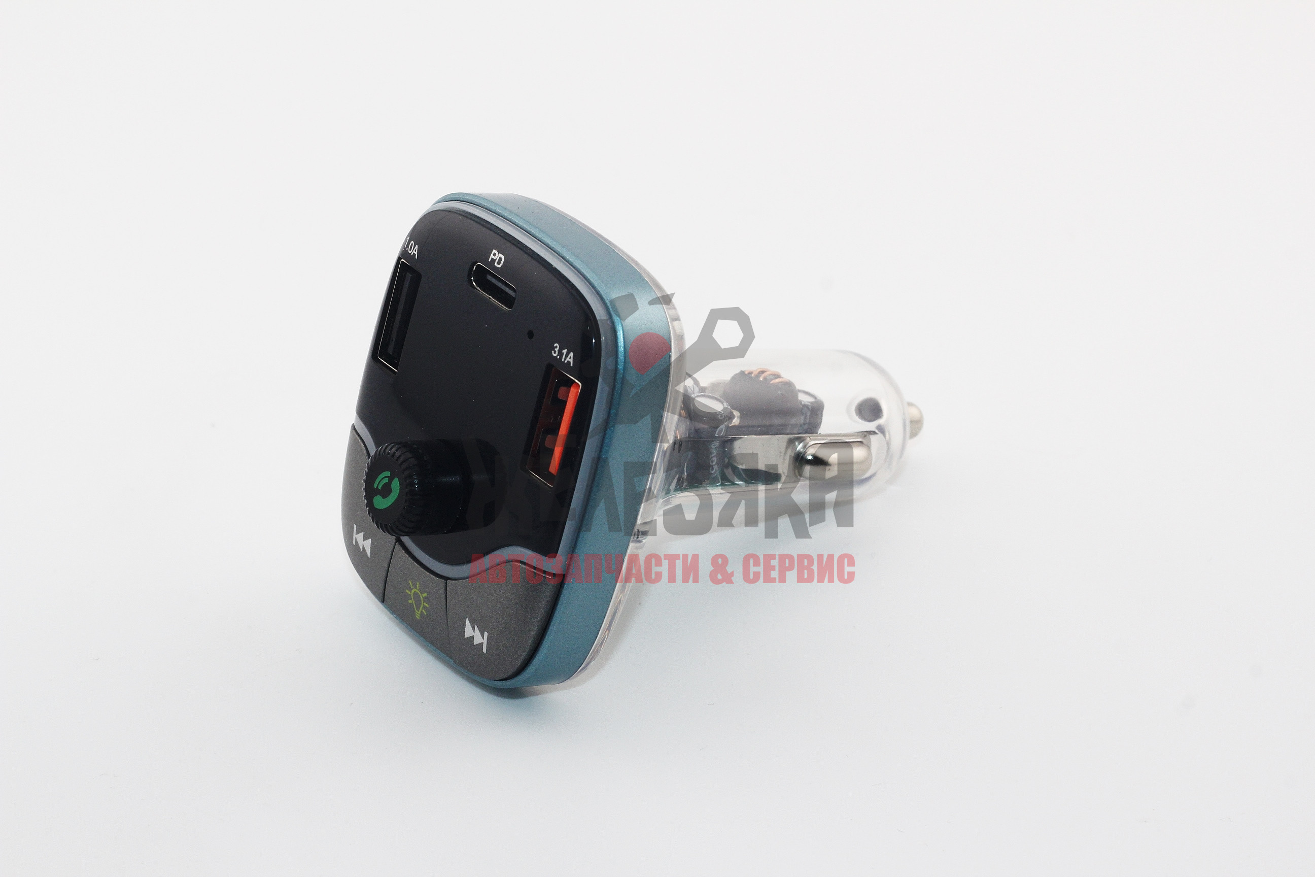 FM-трансмиттер-зарядный bluethooth адаптер, 12-24V, 2USB 5В/2.4А, Type C 30W,  Hands-free