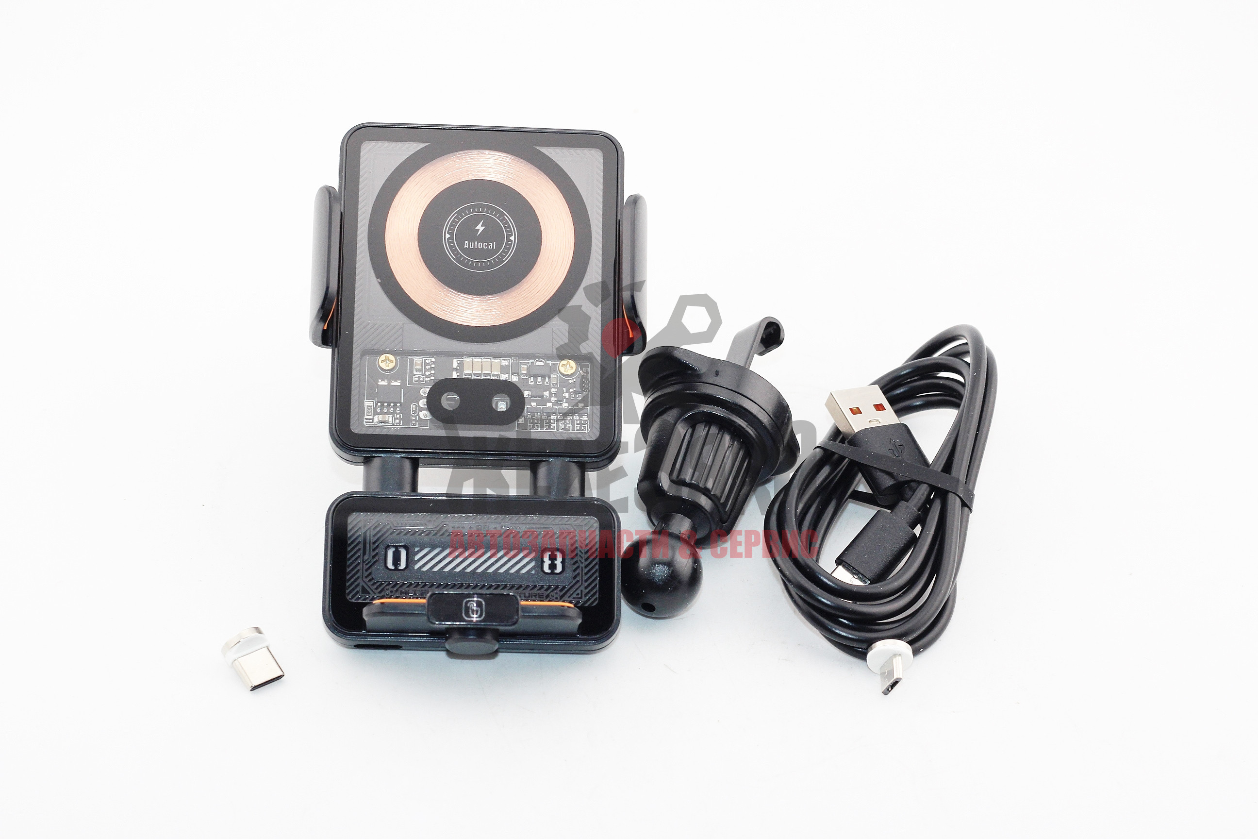 Держатель телефона с беспроводной зарядкой C8 с электроподжимом телефона , в дефлектор,15W/ черный